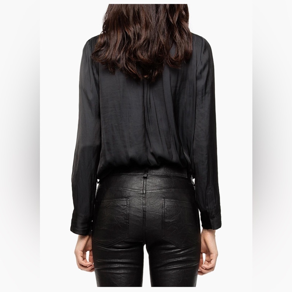 RARE ZADIG & VOLTAIRE NWT Tink Satin Tunic Blouse in Encre—S - Picture 4 of 14